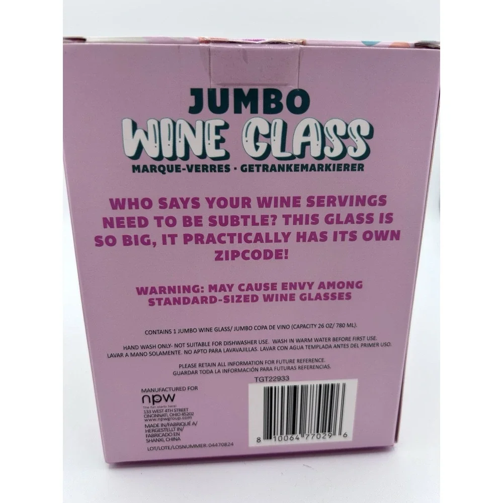 Jumbo Wine Glass Stemless ~Holds a full bottle of wine 